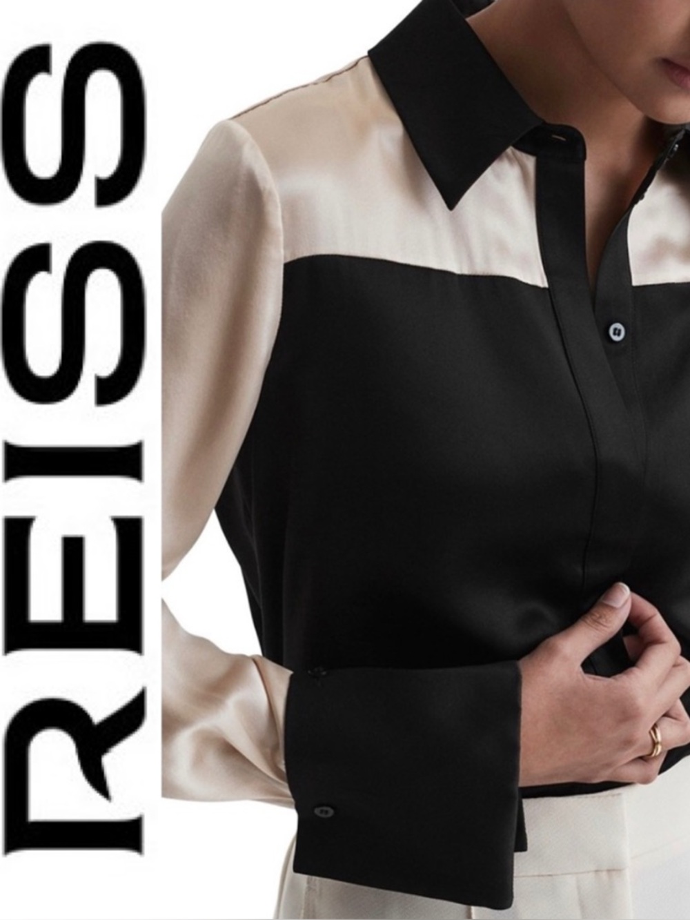 Reiss Lorey Colorblock Silk Shirt